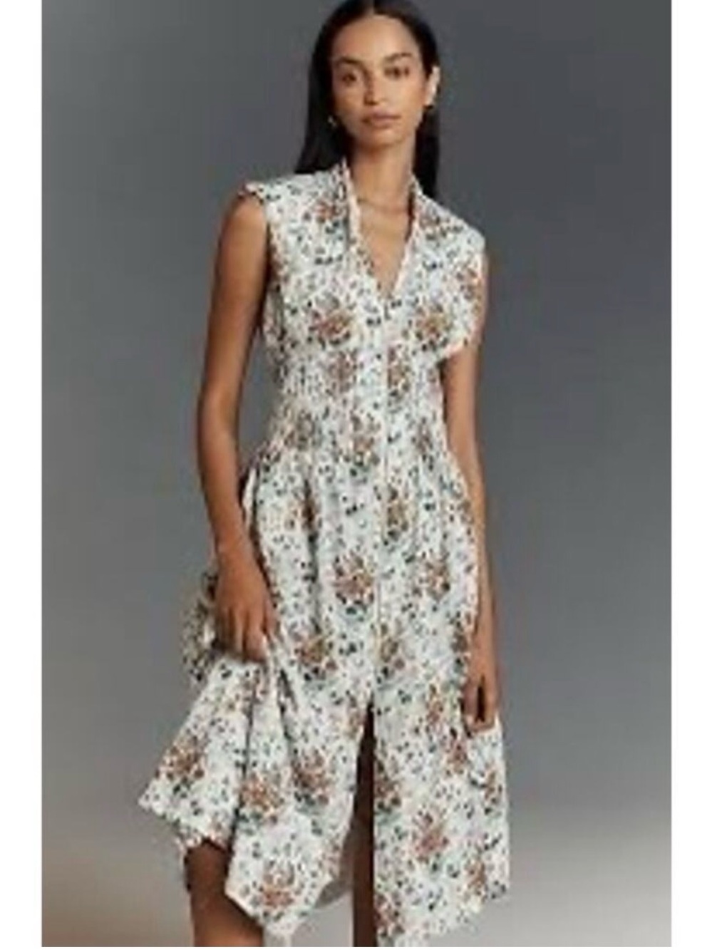 Tommie Zip Front Floral Midi Dress